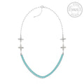 925 Silver Turquoise Tennis Necklace – Floral Accent Statement Chain Necklace