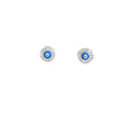 925 Sterling Silver Evil Eye Stud Earrings with Crystal Halo