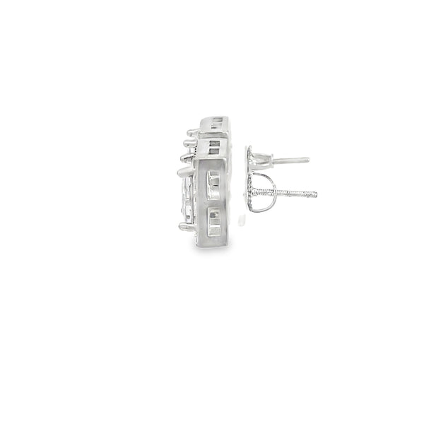 925 Sterling Silver Princess Cut Crystal Stud Earrings