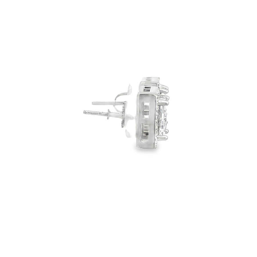 925 Sterling Silver Princess Cut Crystal Stud Earrings