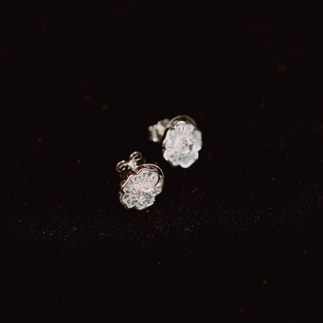 Silver Zircon Symmetry Flower Studs