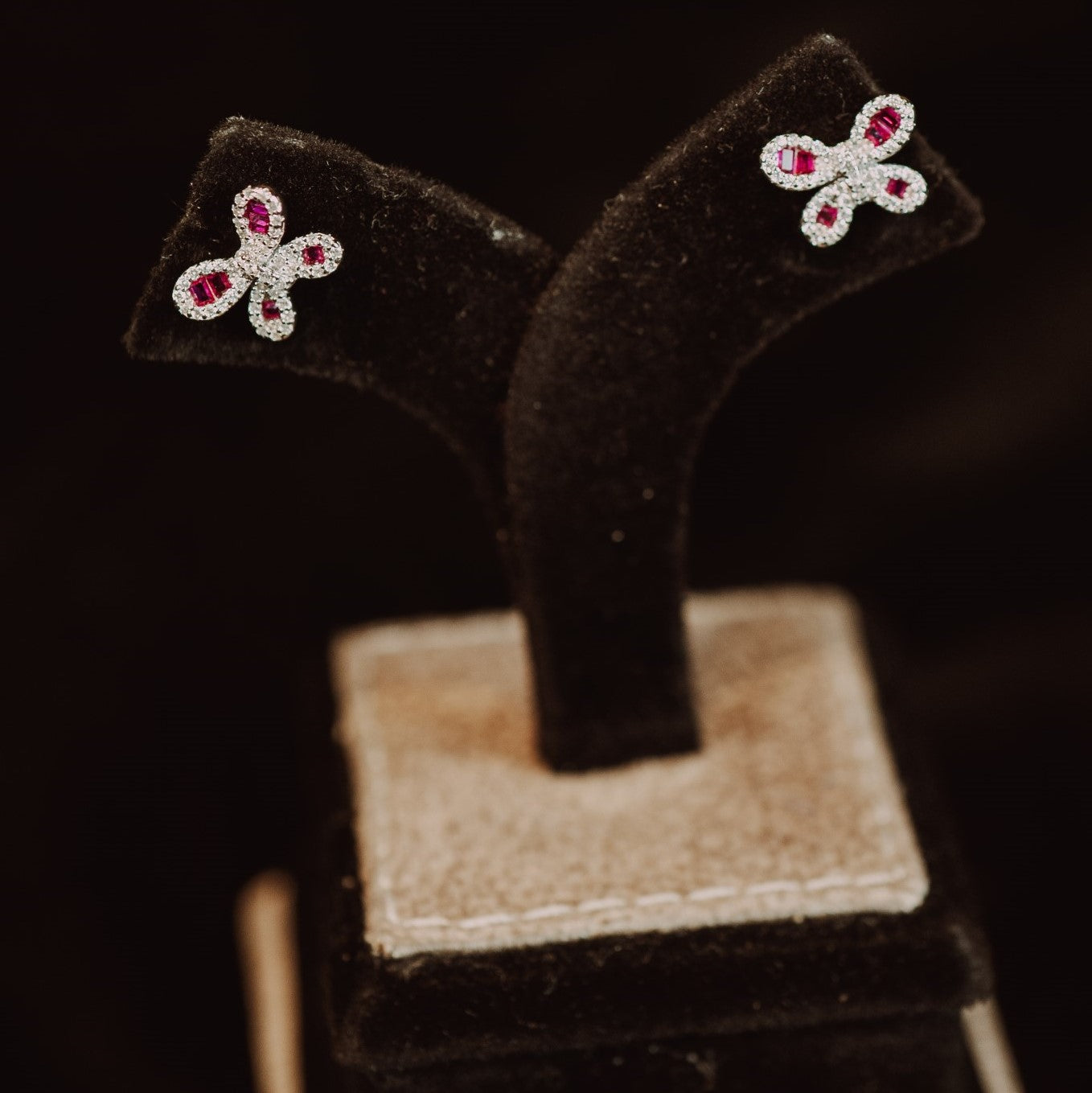 Silver Color Stones Butterfly Studs