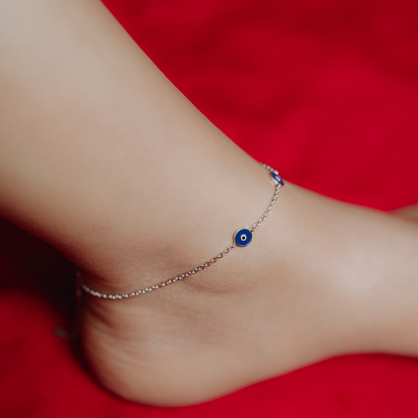 Sterling Silver Evil Eye Chain Anklet