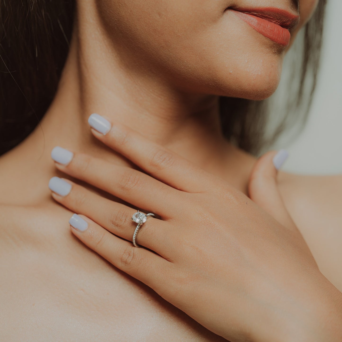 Silver Oval Zircon Ring