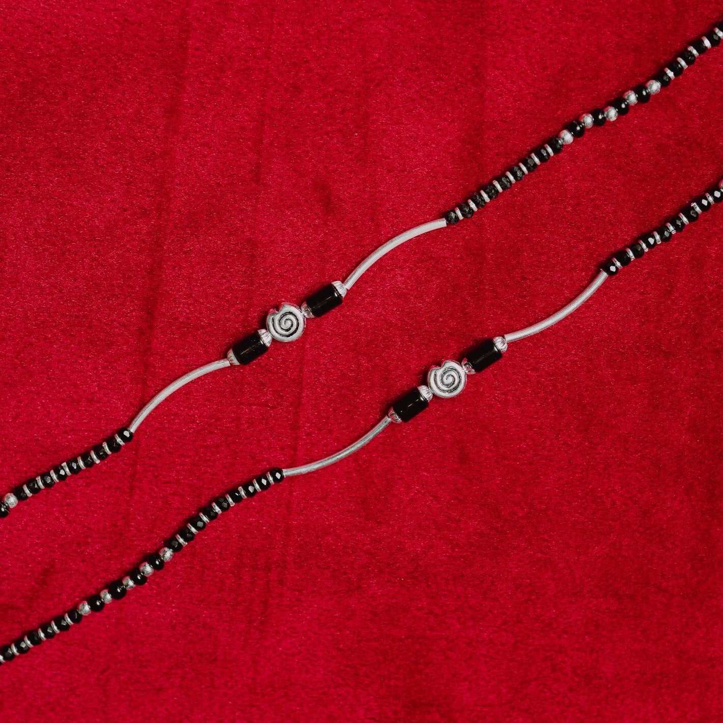 Oxidised Silver Triple Flower Anklet