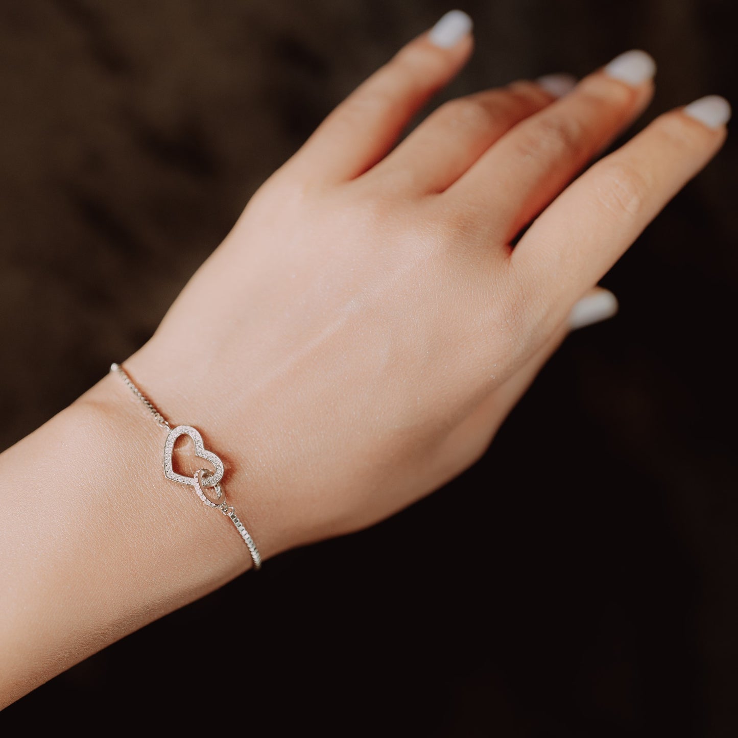 Silver Interlocking Heart & Circle Bracelet