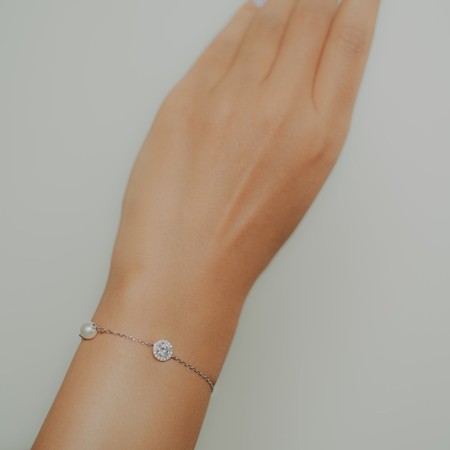 Silver Pearl & Solitaire Bracelet