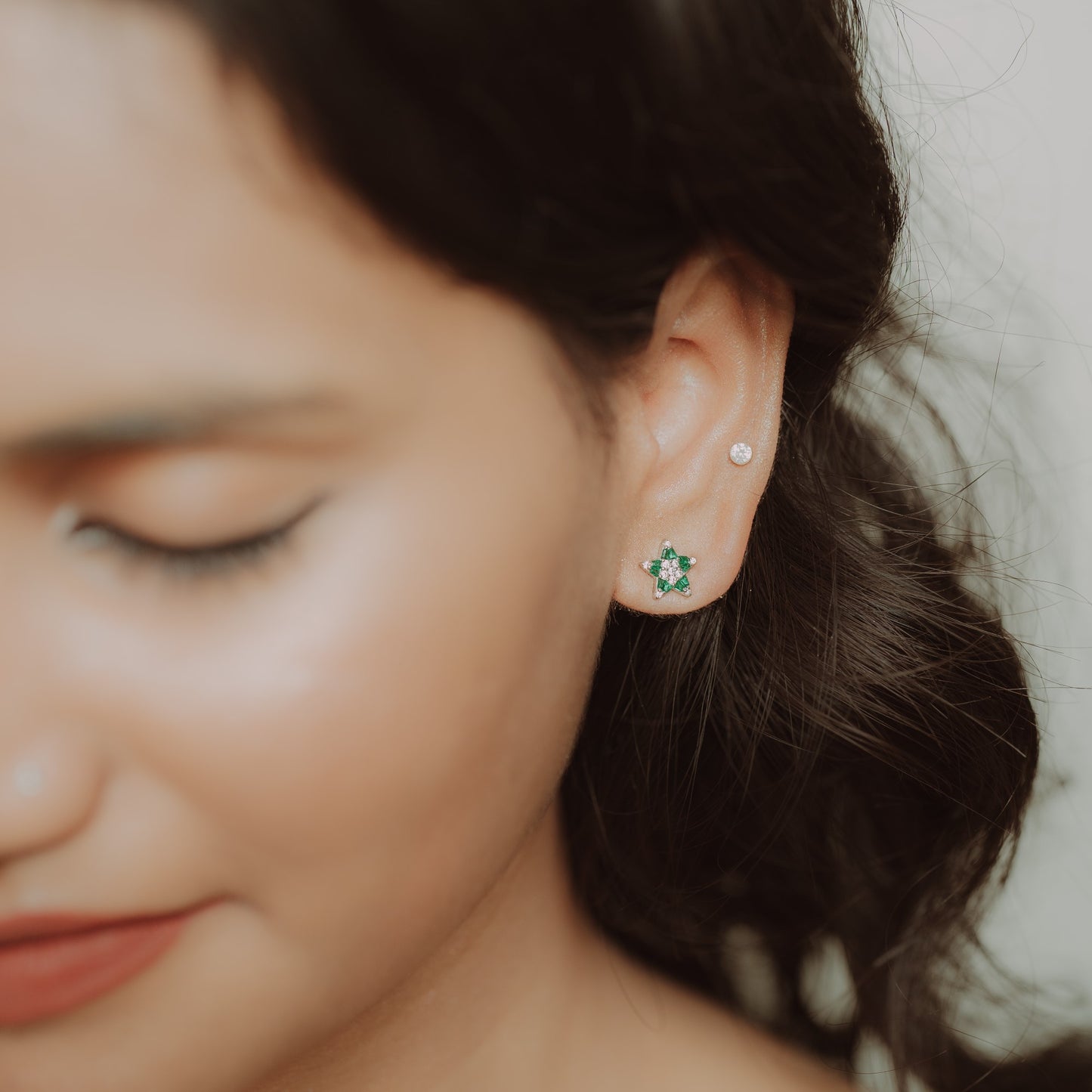 Silver Starry Color Stone Earrings