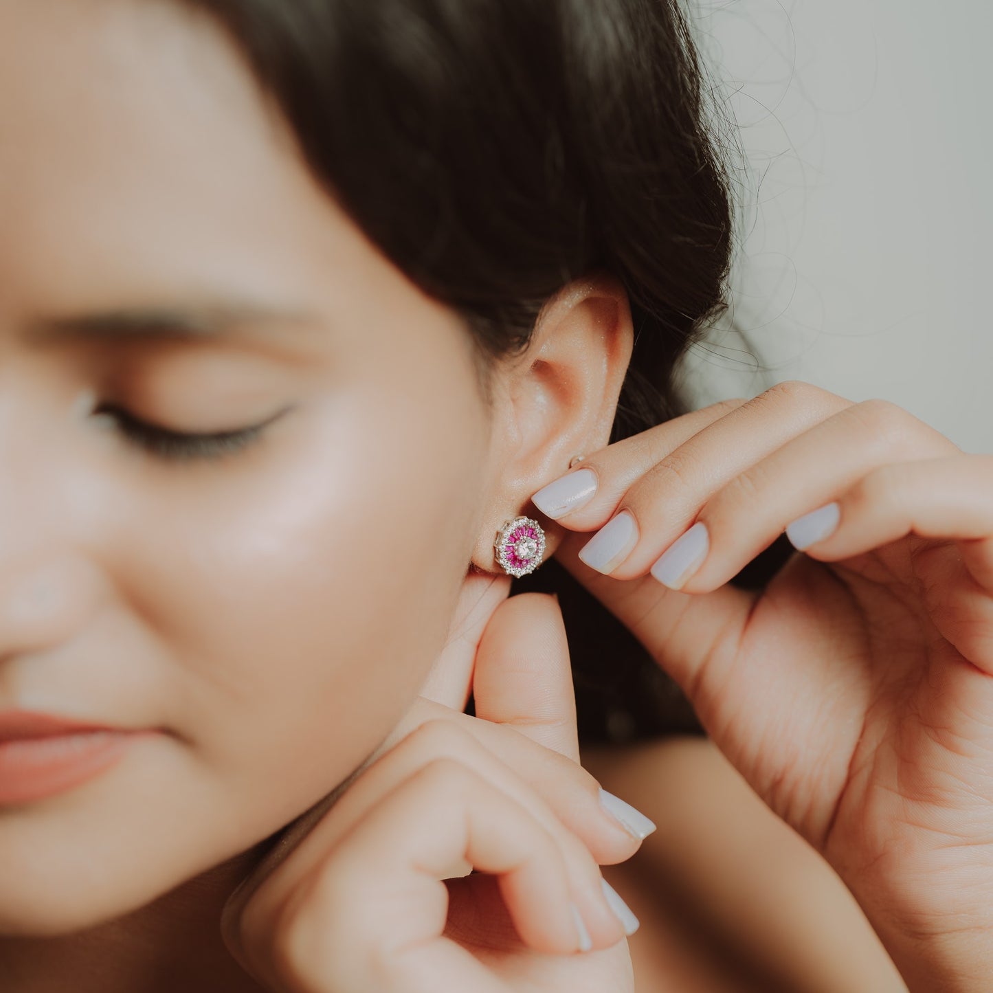 Silver Color Round Halo Studs