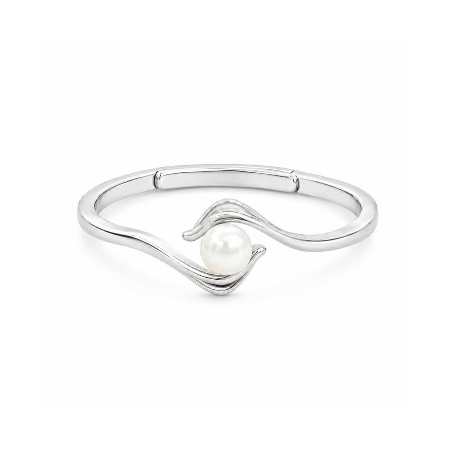 925 Sterling Silver Wave Pearl Adjustable Ring