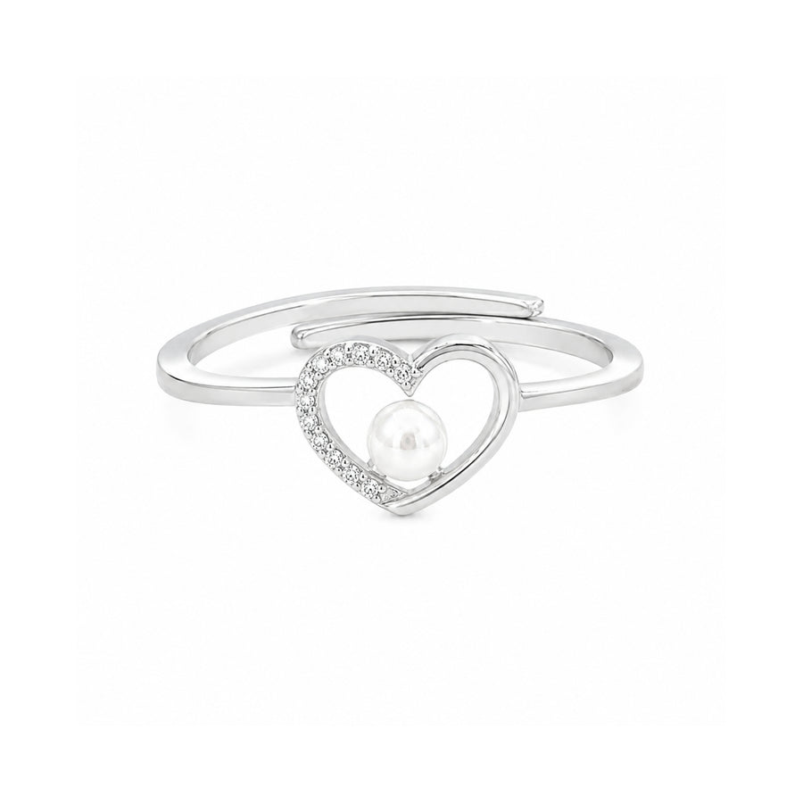 925 Sterling Silver Pearl Heart Ring