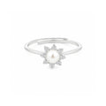 925 Sterling Silver Sunburst Adjustable Ring with Freshwater Pearl