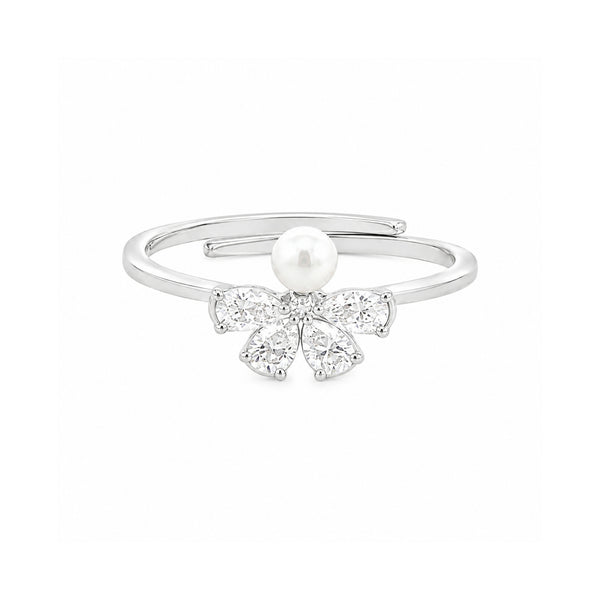 925 Sterling Silver Freshwater Pearl Bow Ring