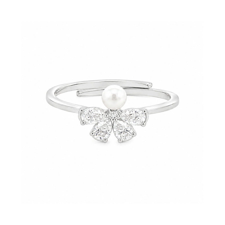 925 Sterling Silver Freshwater Pearl Bow Ring