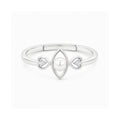 925 Sterling Silver Marquise Pearl Ring with Twin Heart Accents