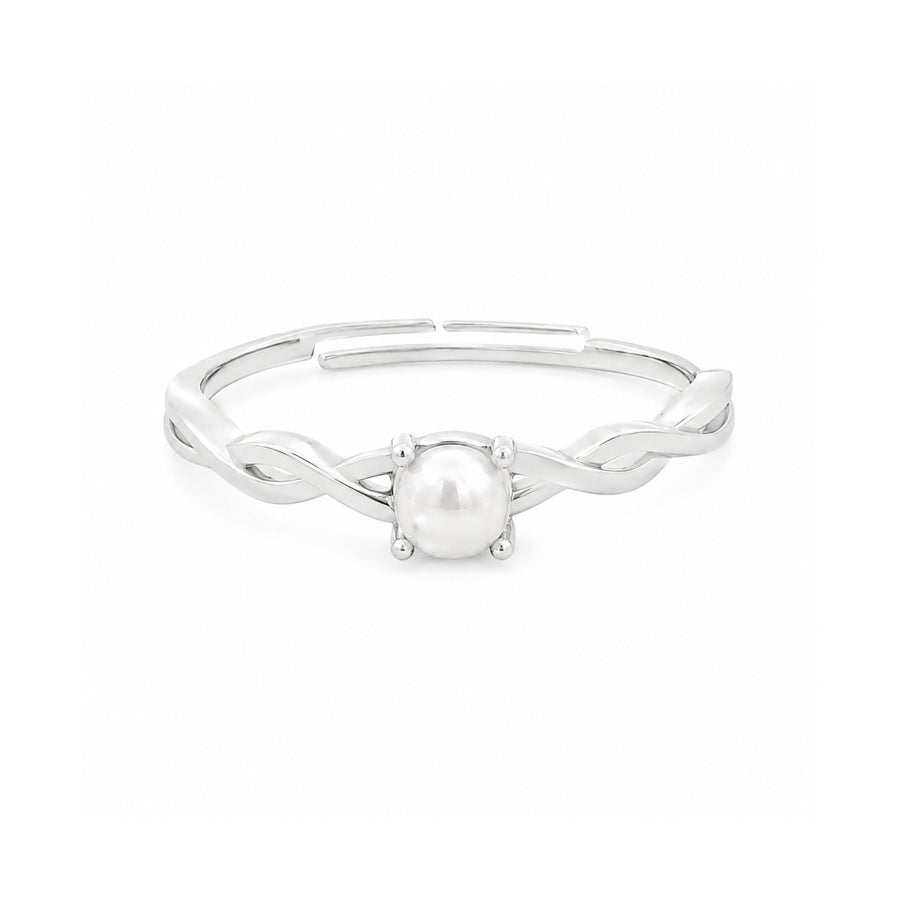 925 Sterling Silver Infinity Twist Adjustable Freshwater Pearl Ring