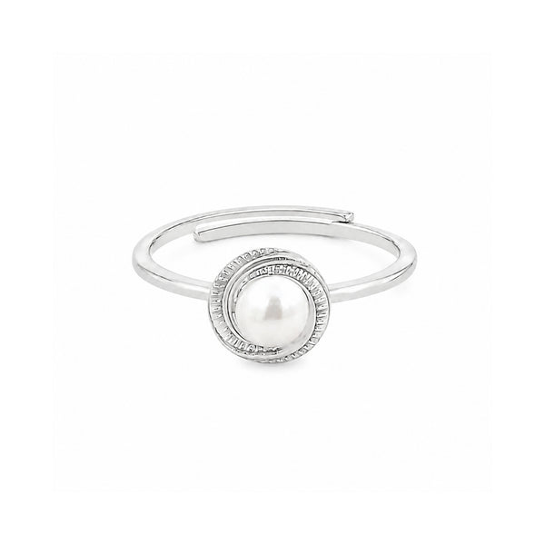 925 Sterling Silver Vintage Halo Adjustable Freshwater Pearl Ring