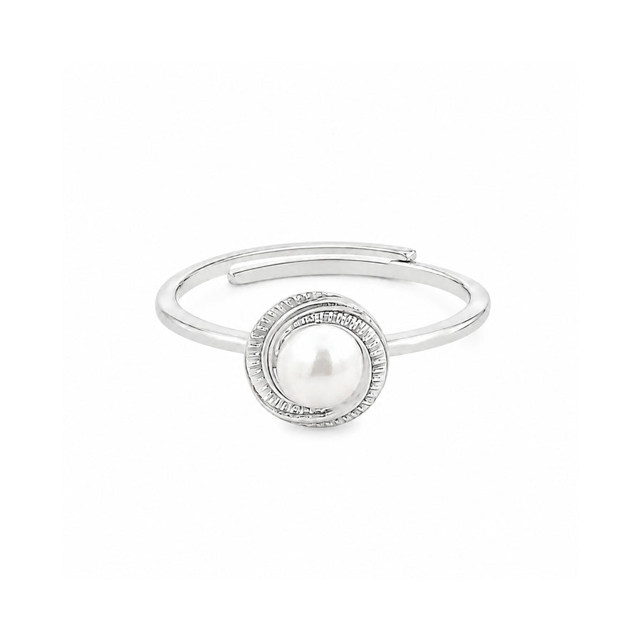 925 Sterling Silver Vintage Halo Adjustable Freshwater Pearl Ring