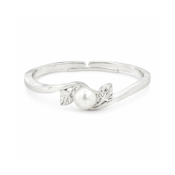 925 Sterling Silver Freshwater Pearl Leaf Ring