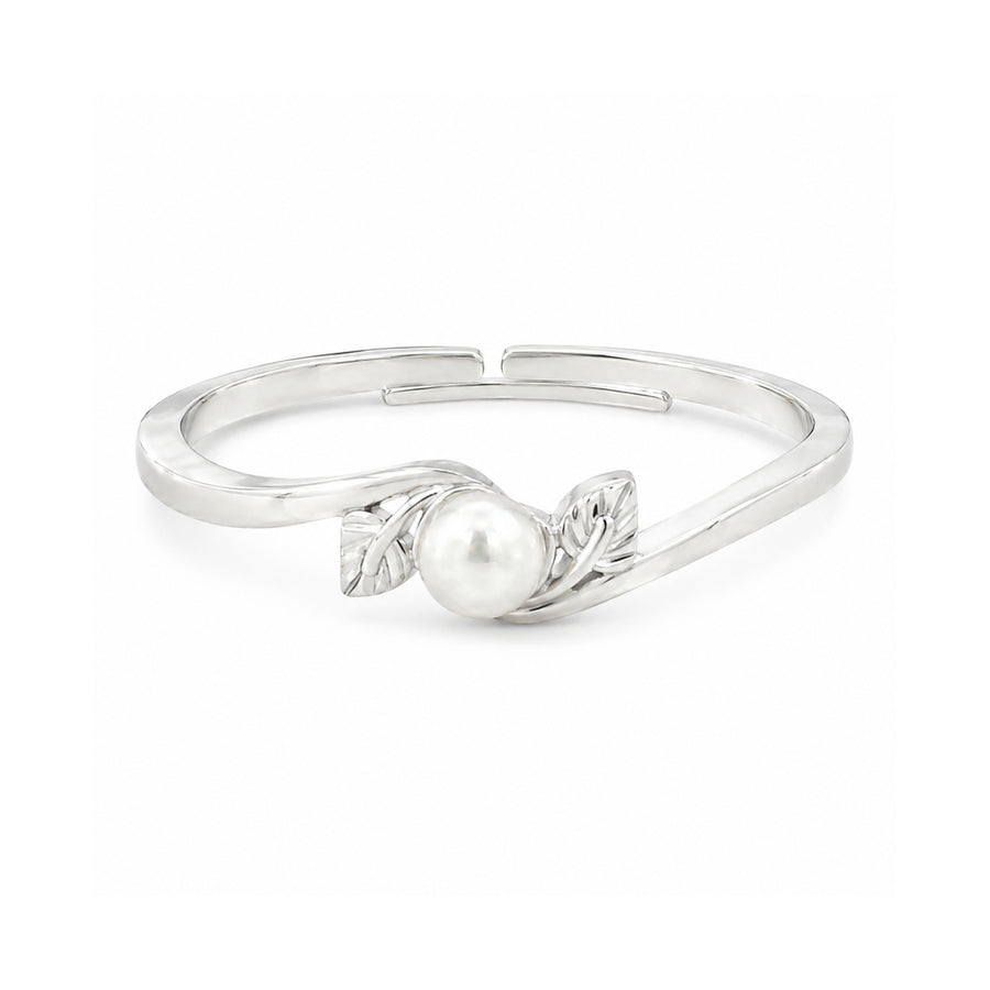 925 Sterling Silver Freshwater Pearl Leaf Ring