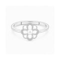 925 Sterling Silver Floral Pearl Ring – Adjustable Flower Open Band with Cubic Zirconia Accents