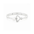 925 Sterling Silver Freshwater Pearl Heart Adjustable Ring