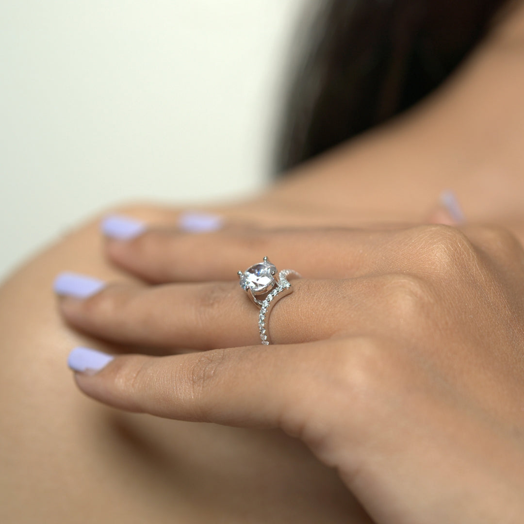 Silver Zircon Embrace Ring