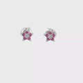 Star-Cut Red Ruby Stud Earrings in White Gold