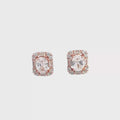 925 Silver Rose Gold Oval-Cut Stud Earrings