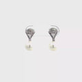 925 Silver Pearl Drop Triangle Stud Earrings