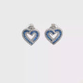 Baguette Cut Blue Sapphire Step Cut White Gold Stud Earrings