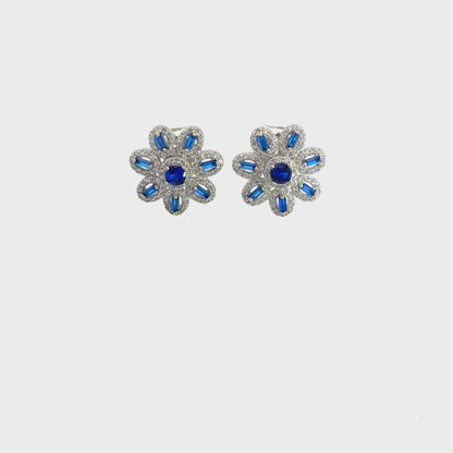 Elegant Floral Blue Earrings