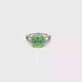 Cushion Brilliant Cut Peridot White Gold Cocktail Ring