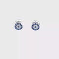 Round Brilliant Cut Blue Sapphire Stud Earrings in White Gold