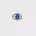 Emerald-Cut Blue Sapphire Solitaire Cocktail Ring in White Gold