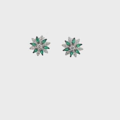 Elegant Emerald Flower Earrings