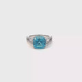 Cushion Cut Blue Topaz Cocktail Ring in White Gold