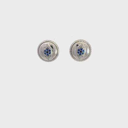 Elegant Silver Earrings with Blue Accents